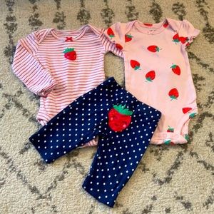 Carter’s newborn girl strawberry/polkadot lot